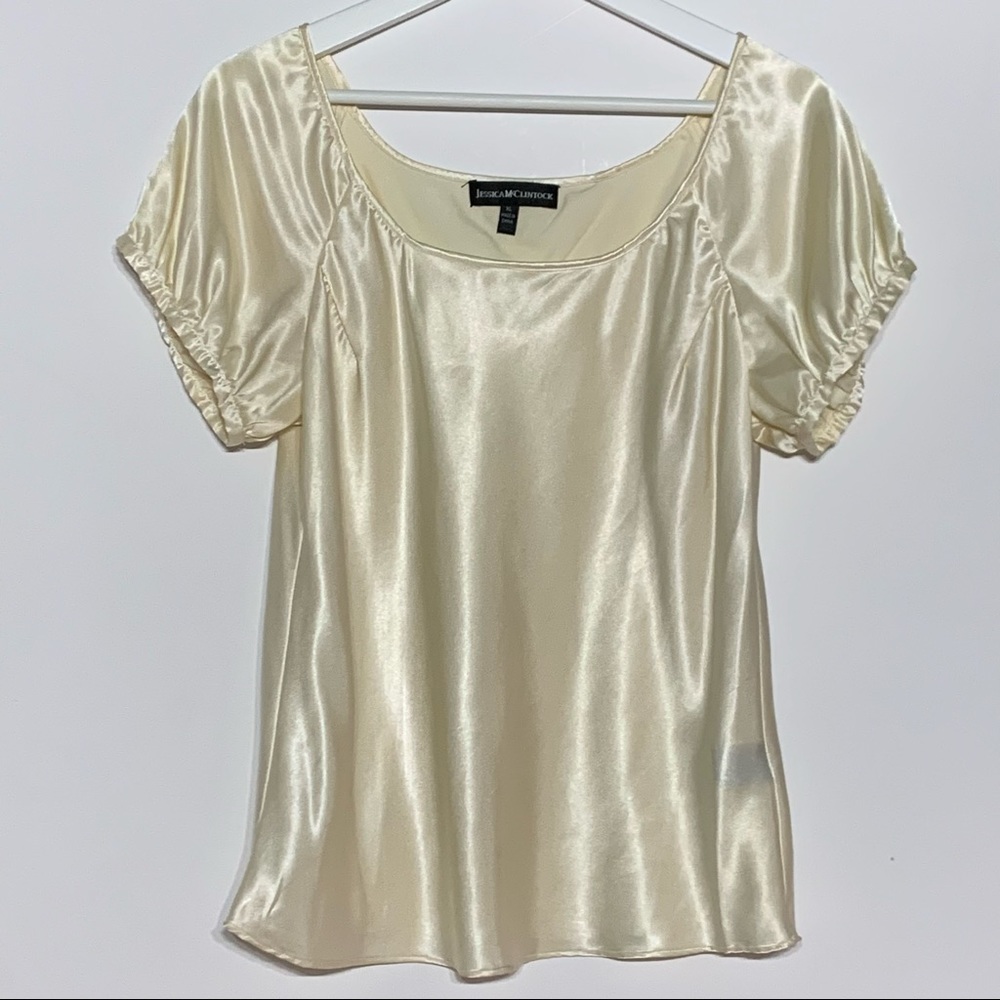 Jessica mcclintock vintage silky beige top - Picture 4 of 6